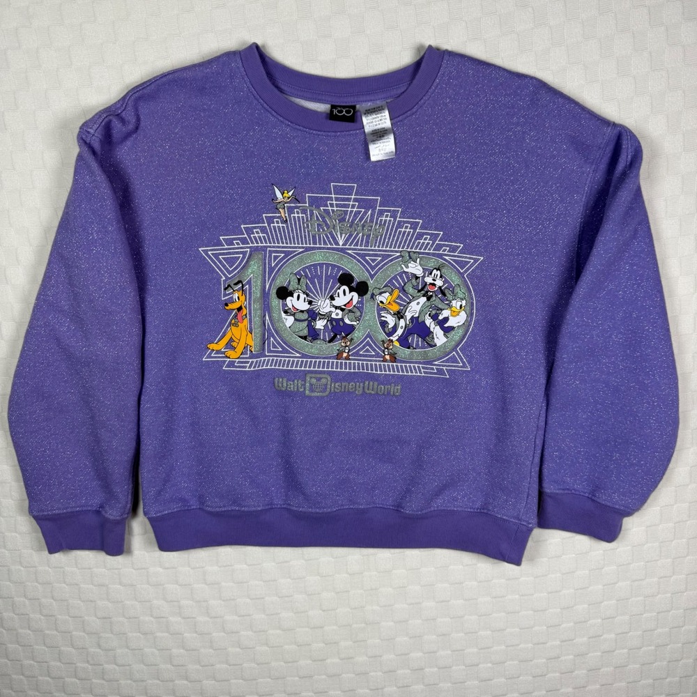 Disney Girls Purple 100 Walt Disney World Purple Crewneck Sweatshirt 13/14 XL